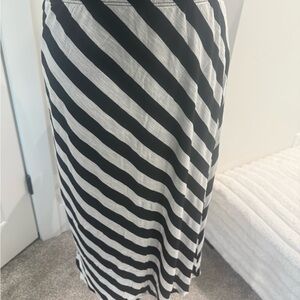 Lavish Black and White Diagonal Striped Midi Skirt